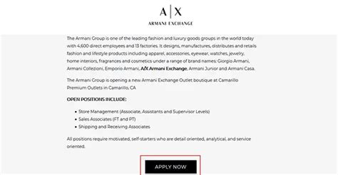 armani exchange job application|giorgio armani job opportunities.